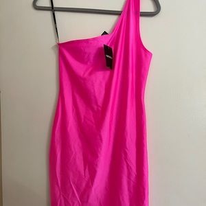 Asymmetrical hot pink dress